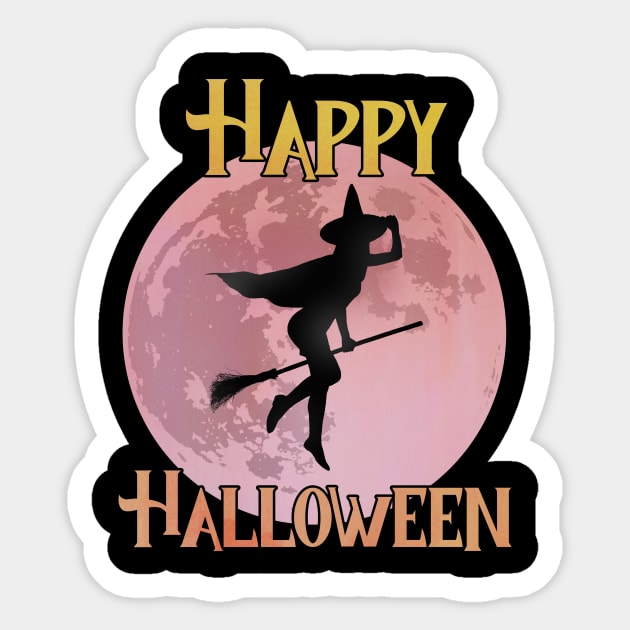 Happy Halloween - The Flying Witch Sticker by Moon Lit Fox